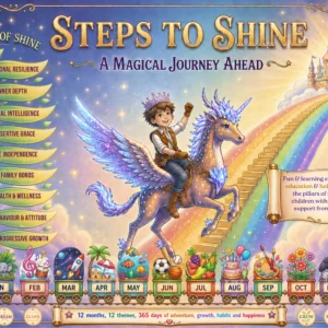 Boy on unicorn to the castle